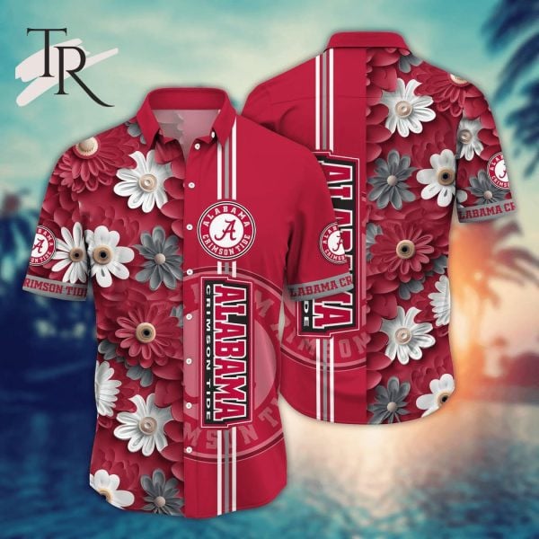 Alabama Crimson Tide Ncaa Half Flower Half Team Logo 3D Hawaiian Shirt