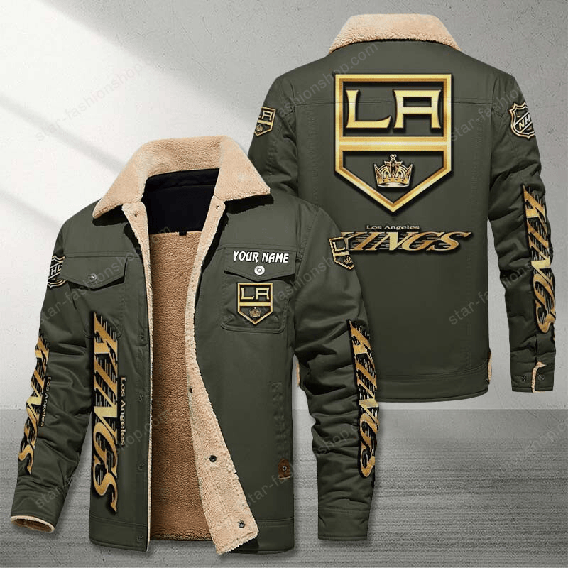 Los Angeles Kings Green Custom Name Stand Collar Jacket