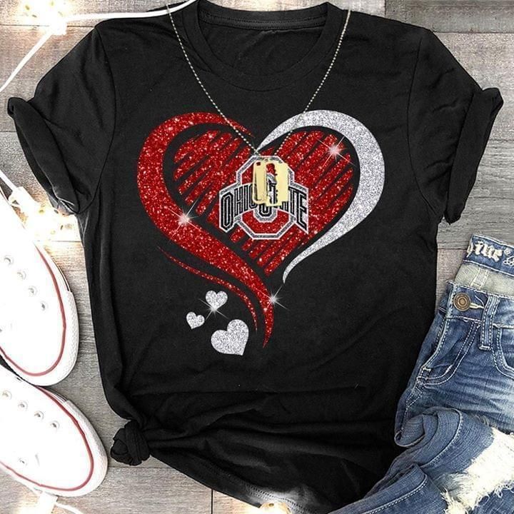 Ohio State Buckeyes Glitter Heart Shape