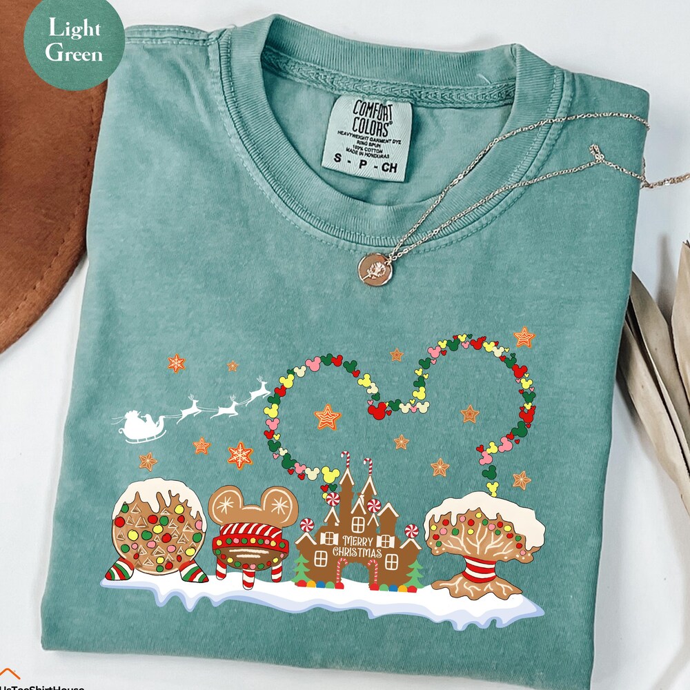 Comfort Colors® Disney Gingerbread Castle Shirt, Christmas Castle Shirt, Disney Christmas Shirt, Mickey Christmas Shirt, Christmas Family Gifts For Family By Shirtcustom