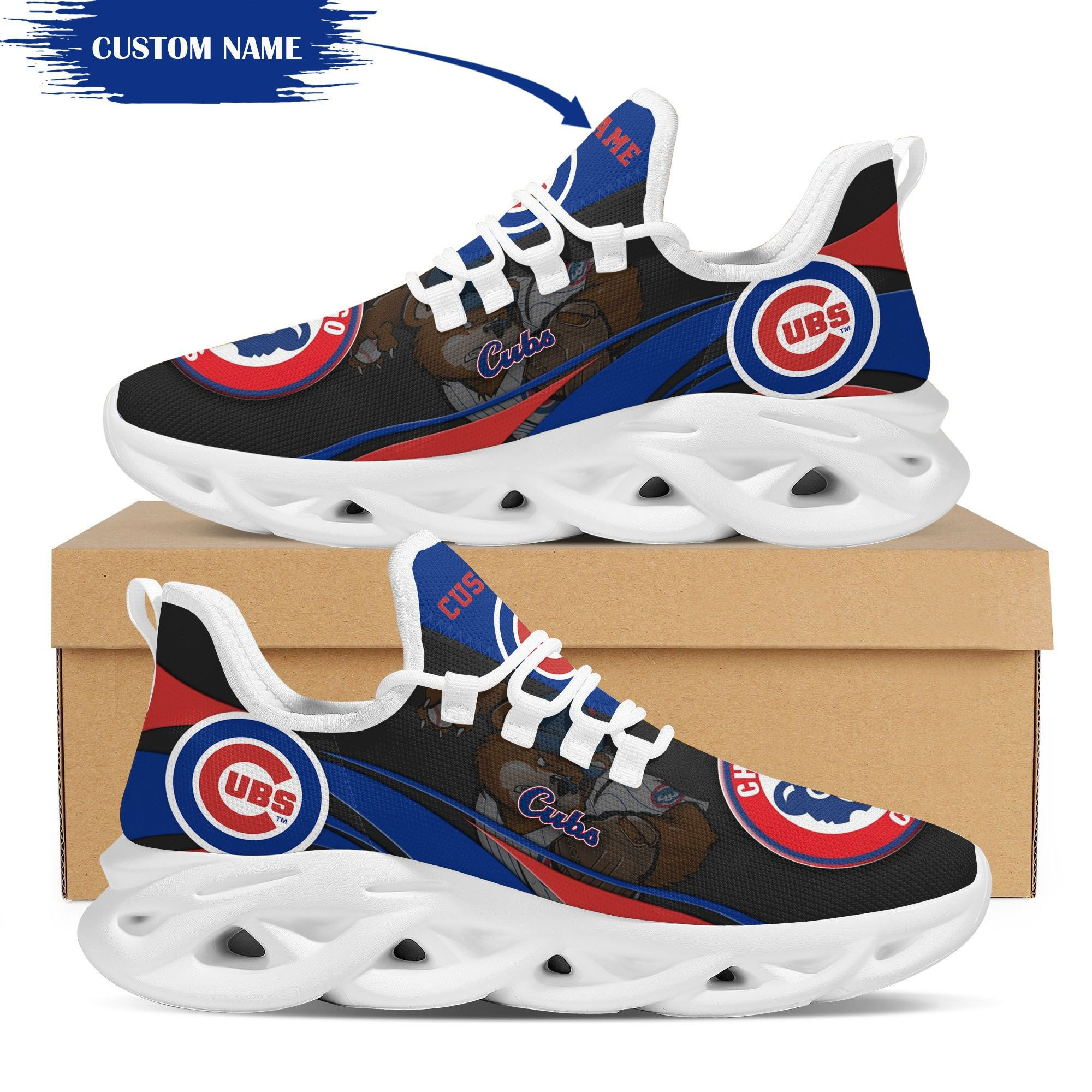 Custom Name Chicago Cubs Baseball Team Mascot Max Soul Clunky Shoes Sneakers