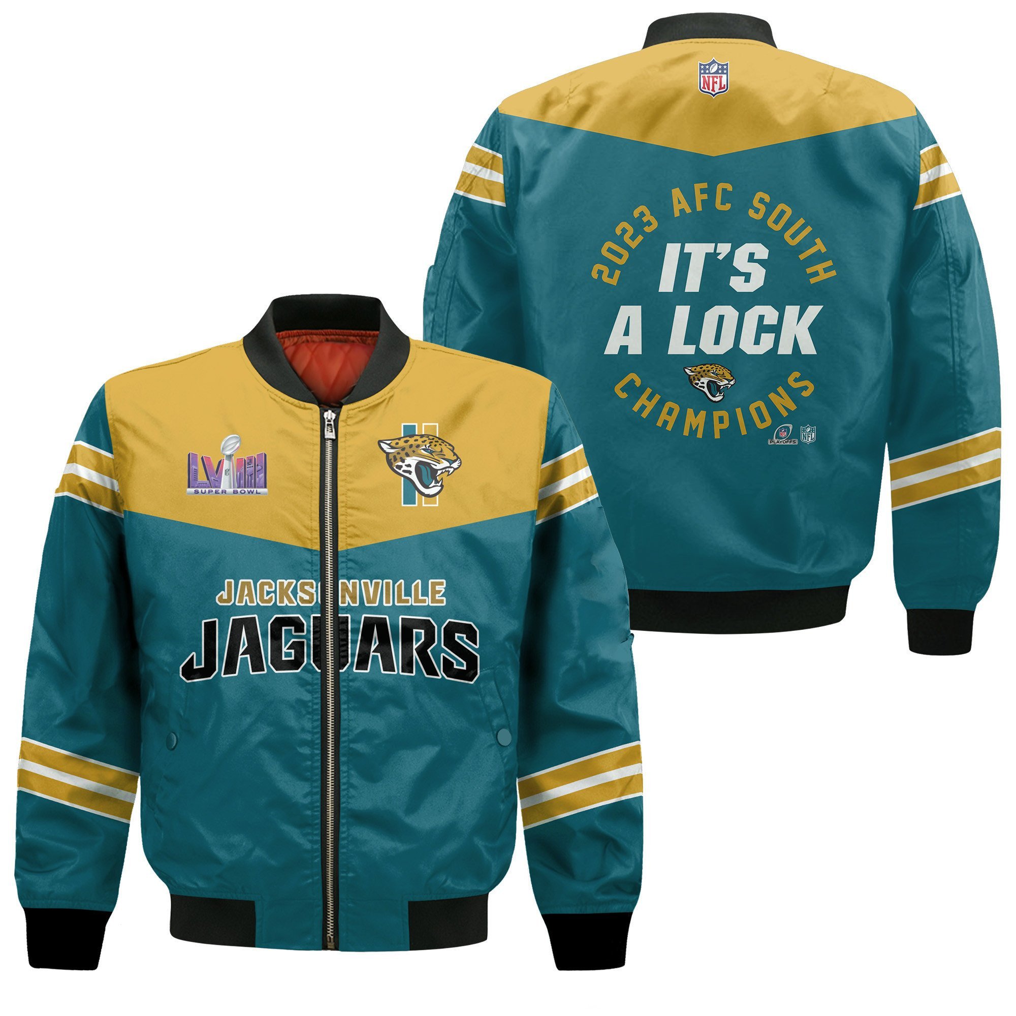 Jacksonville Jaguars NFL 2023 AFC South Champions It’s A Lock National Football League Bomber Jacket