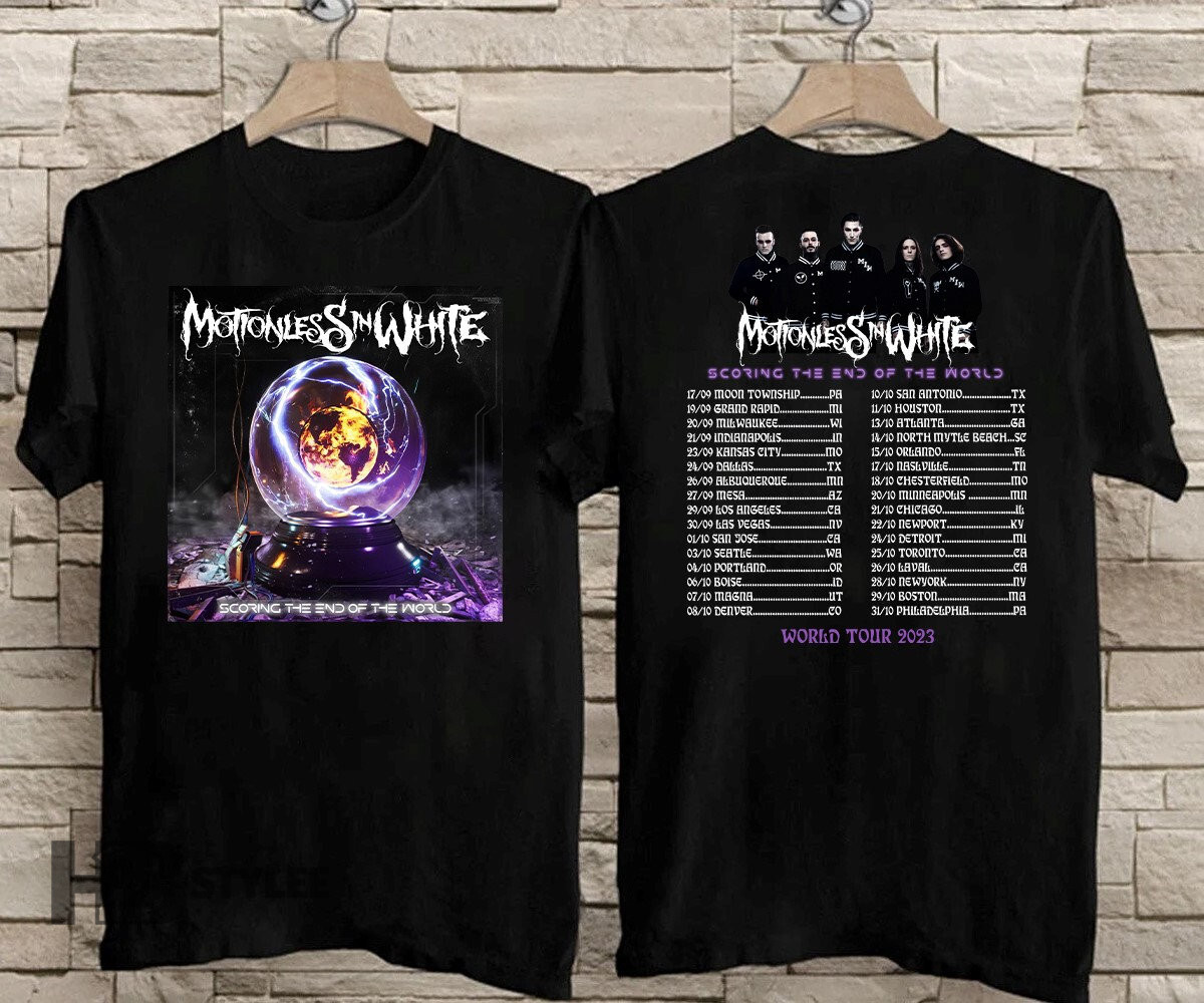 Motionless In White Scoring The End Of The World Tour 2023 Motionless In White Music Tour 2023 Two Sided Unisex T Shirt, Sweatshirt, Hoodie