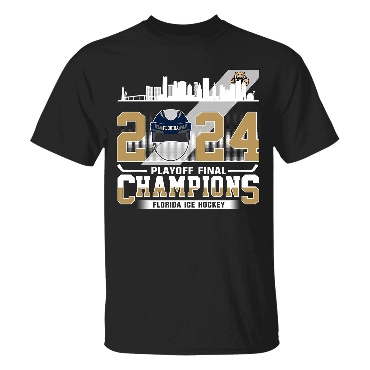 Florida Ice Hockey 2024 Playoff Final Champions T-Shirt, Florida Hockey Skyline Shirt Gift For Family, Florida Ice Hockey Lovers