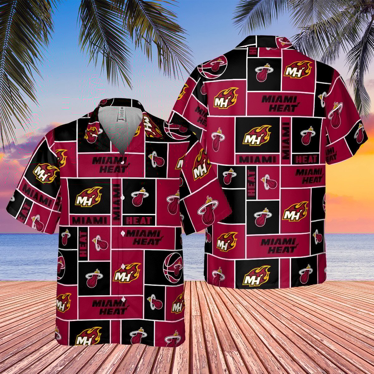 Miami Heat Nba Basketball Logo Collection Pattern Hawaiian Shirt