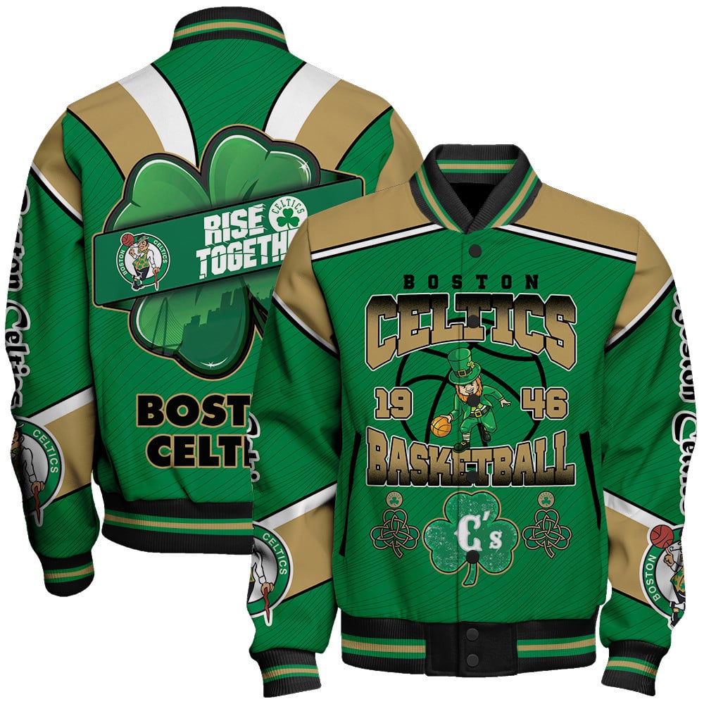 Boston Celtics Basketball Team Happy Saint Patrick’s Day Varsity Jacket STM Ver 02