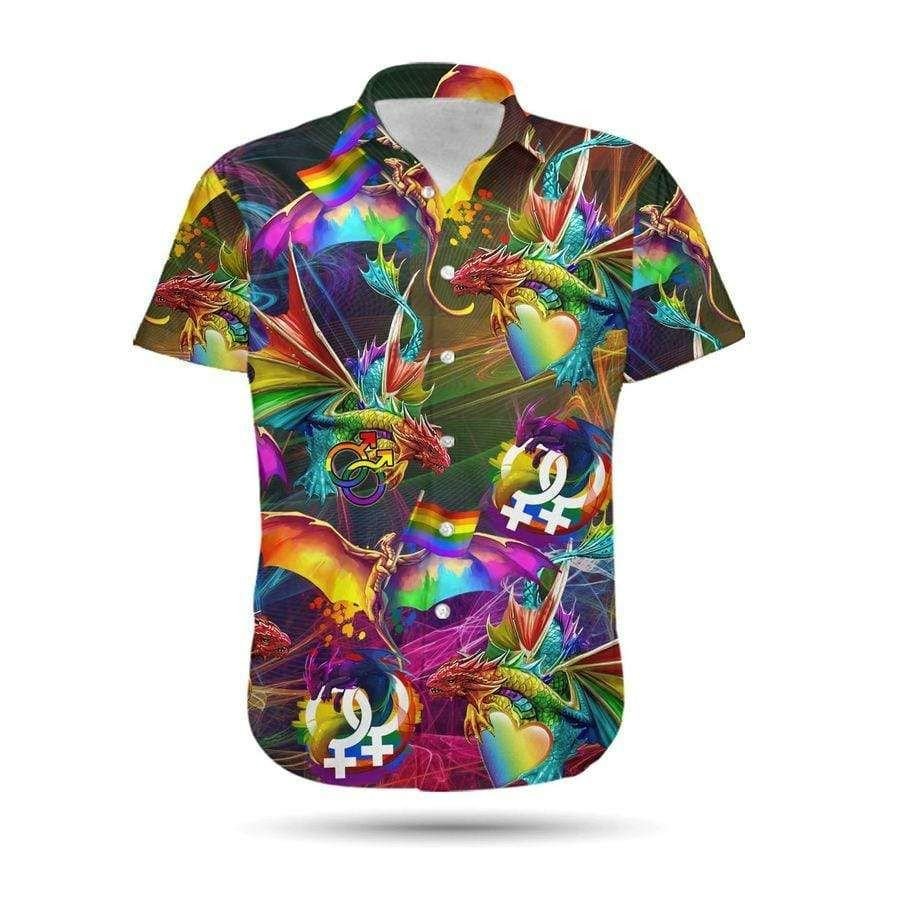 Gay Pride 3D Shirt, Festival Lgbt Dragon Rainbow Design Hawaiian Shirt