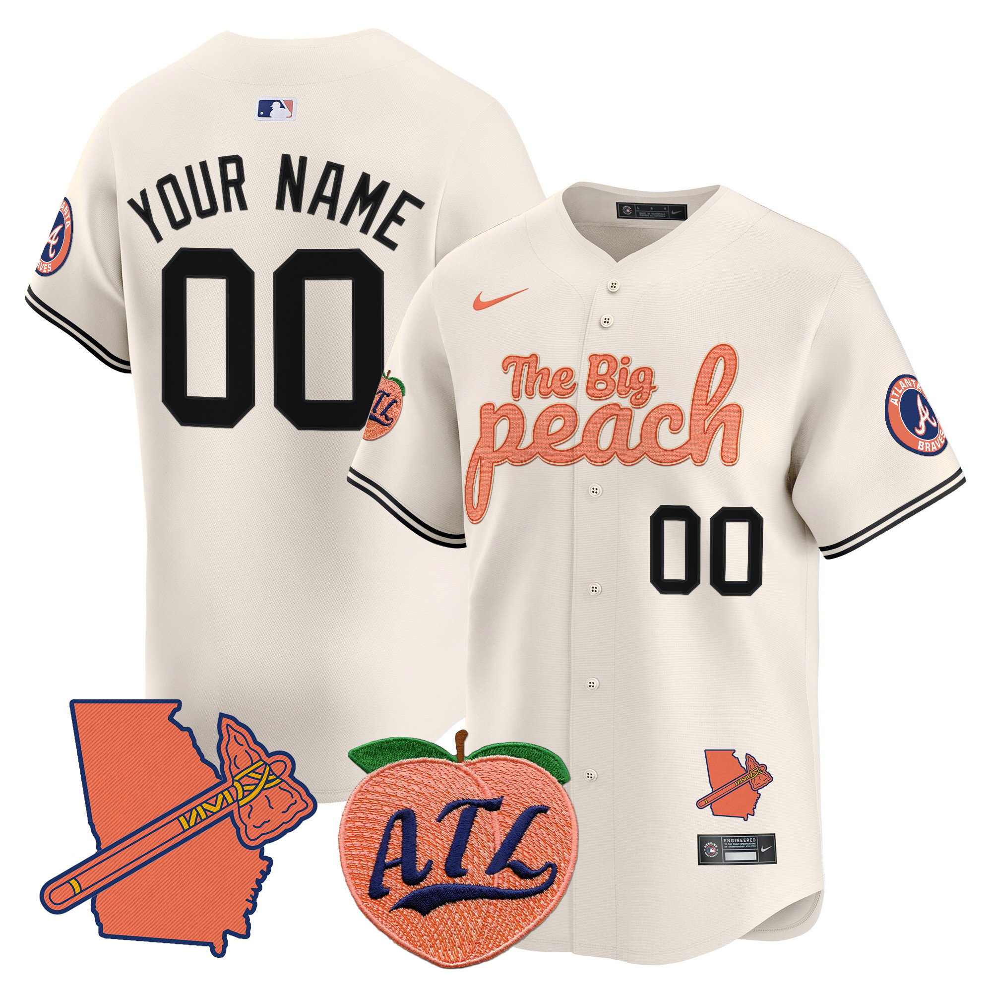 Atlanta Braves The Big Peach Vapor Premier Limited Custom Jersey – All Stitched