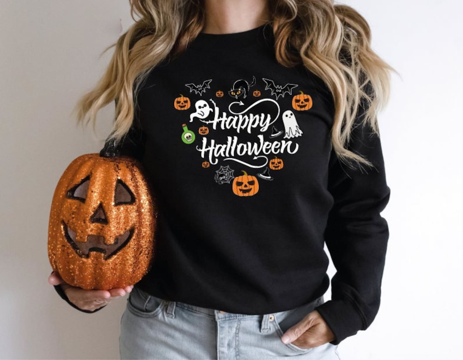 Happy Halloween Sweatshirt 2D Crewneck Sweatshirt All Over Print Sweatshirt For Women Sweatshirt For Men Sws3831