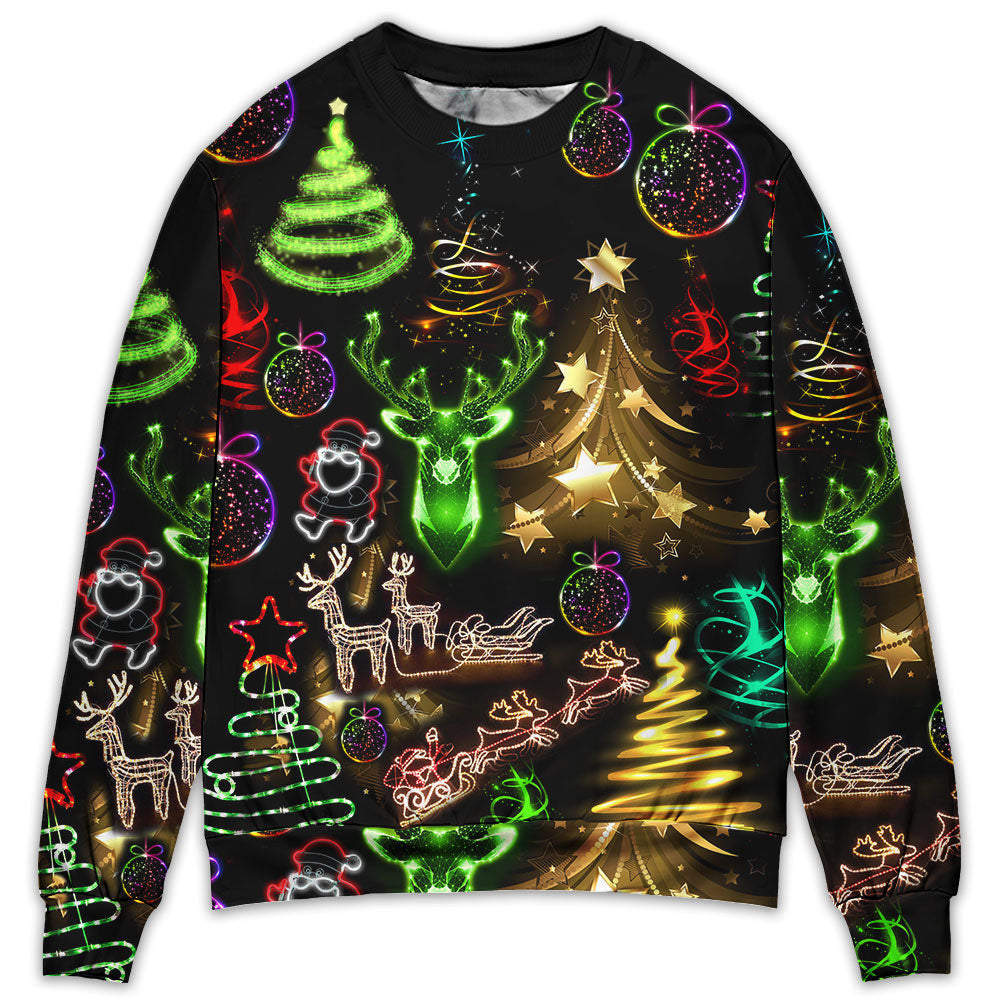 Noel, Xmas x Snorider Christmas Neon Art Tree And Snowman Cool Ugly Sweaters Sweater