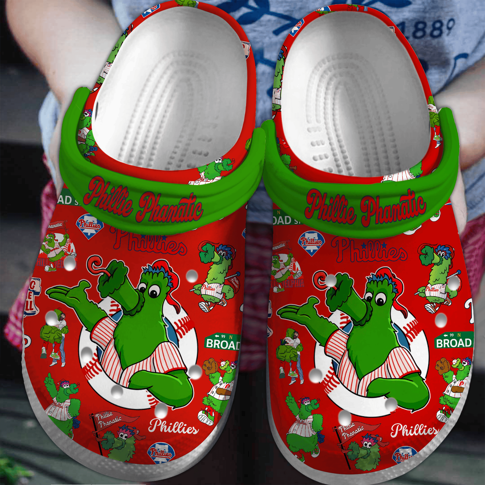 Philadelphia Phillies Logo Baseball MLB Cheer Mascot Red Crocss Classic Clogs Shoes Ver378