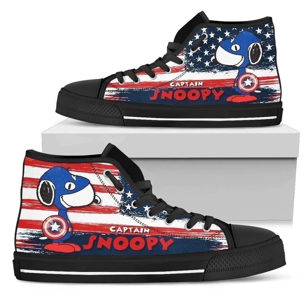 Captain Snoopy Sneakers High Top Shoes American Flag High Top Shoes Va95 Fashion24Hs