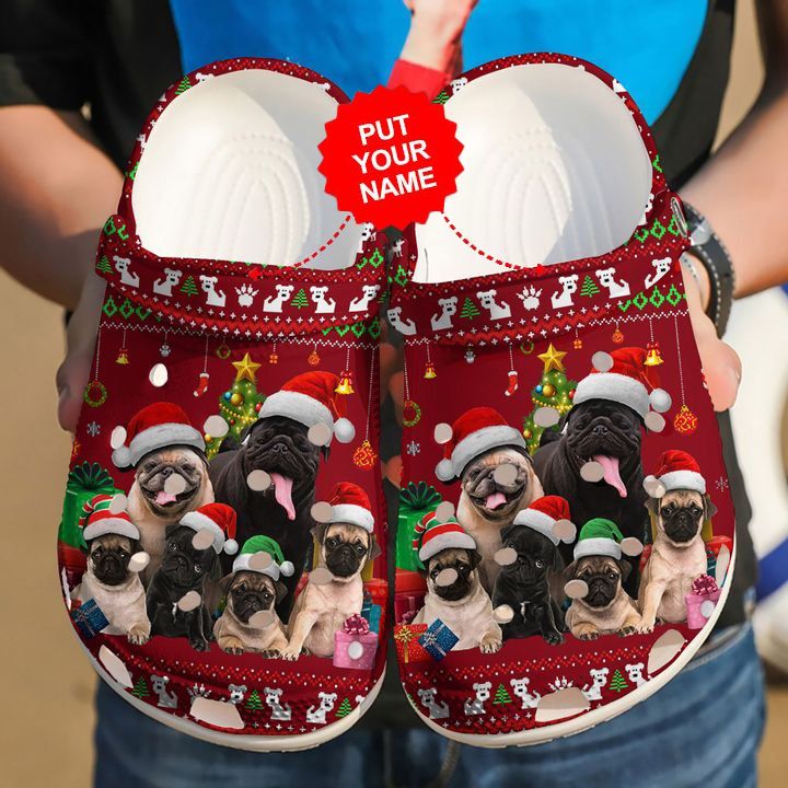 Dog Crocs - Pug Christmas Personalized Clog Shoes