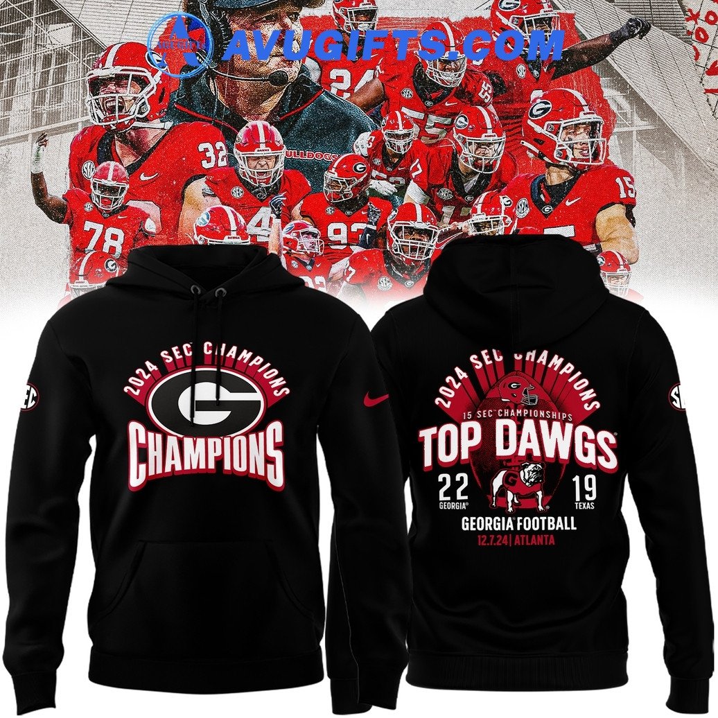 2024 Sec Football Conference Champions Top Dawgs Georgia Bulldogs Football Limited Black Hoodie – Zip Hoodie 3D Aop Shirt
