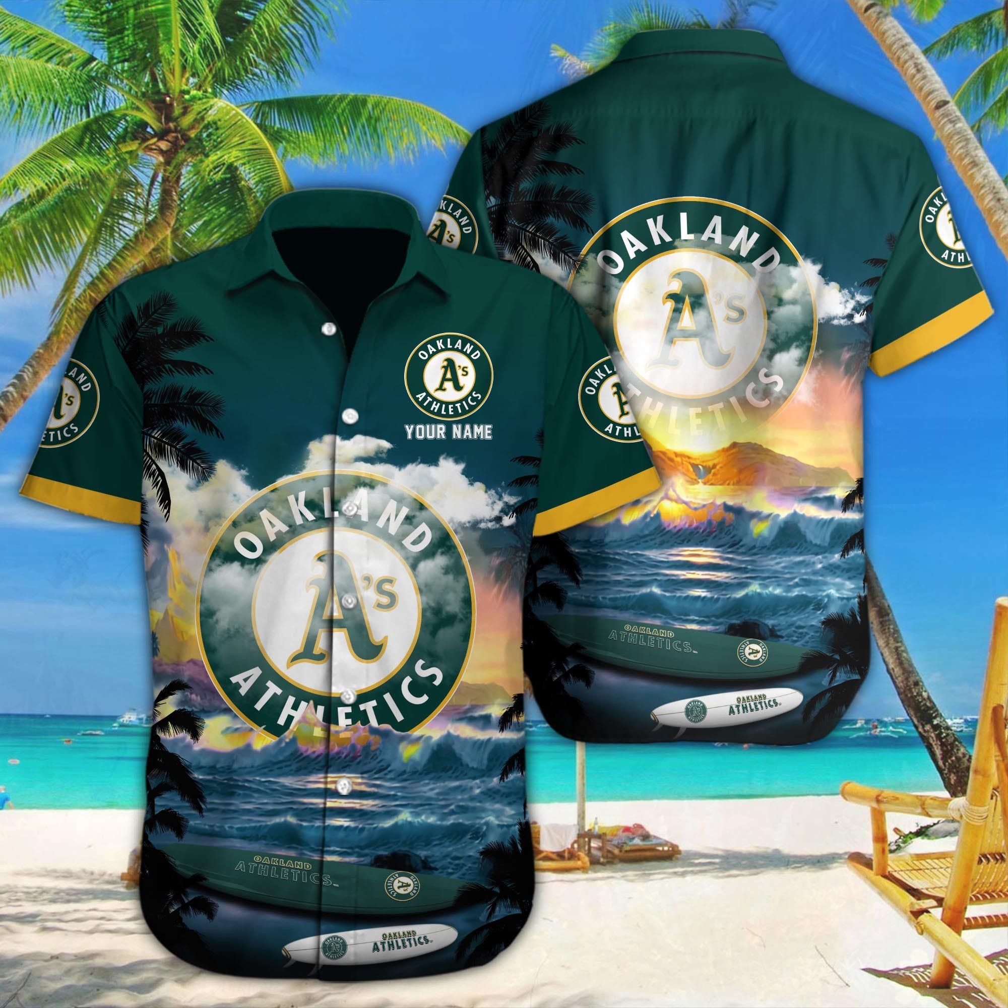 Oakland Athletics Name Customized Hawaiian Shirt