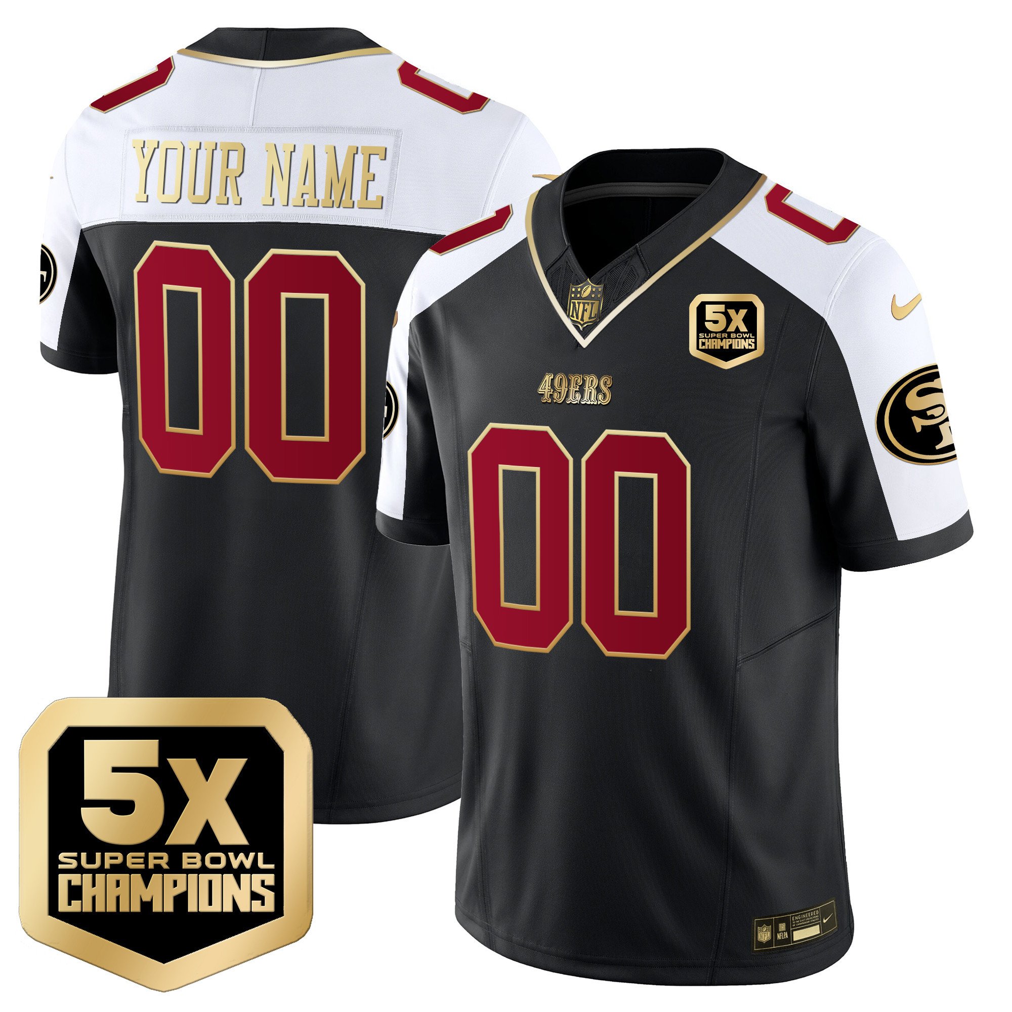 49Ers 5X Super Bowl Champions Vapor Limited Custom Jersey – All Stitched