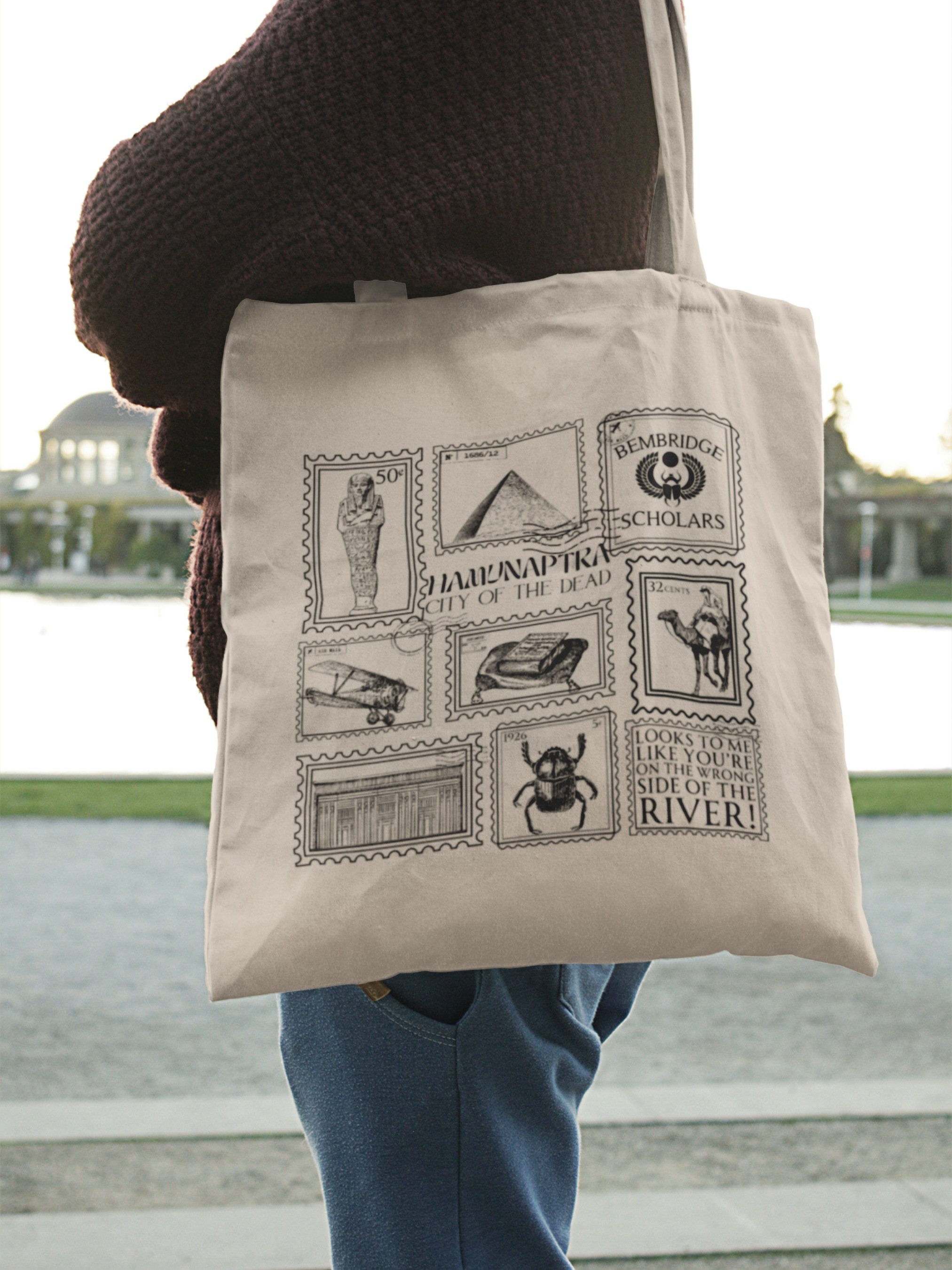 Mummy Stamp Collection Canvas Tote Bag * City of the Dead Egypt Rick Evie Greetings from Hamunaptra Postcard Book Fandom Merch Bookish Gift