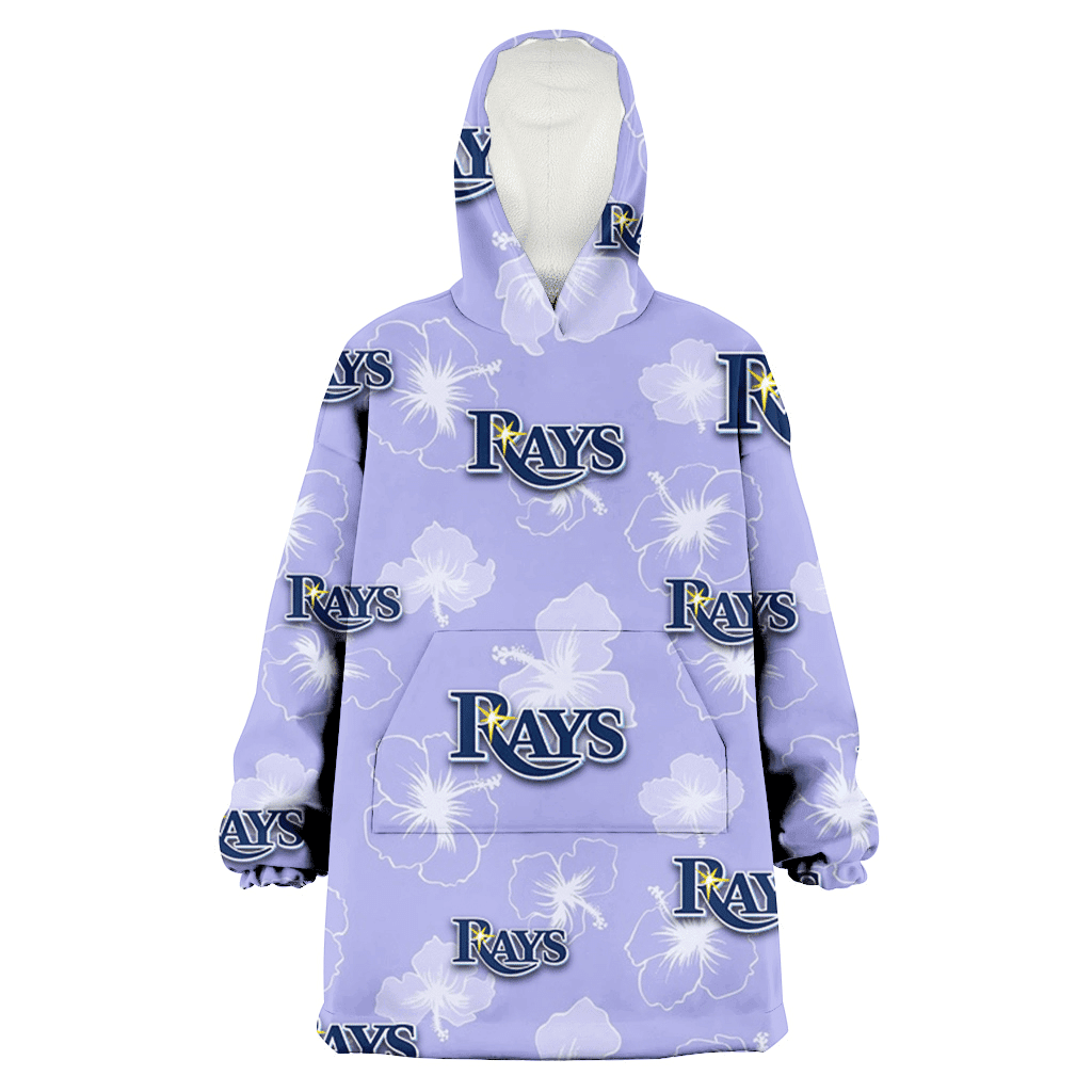 Tampa Bay Rays Sketch White Hibiscus Violet Background 3D Printed Hoodie Blanket Snug Hoodie