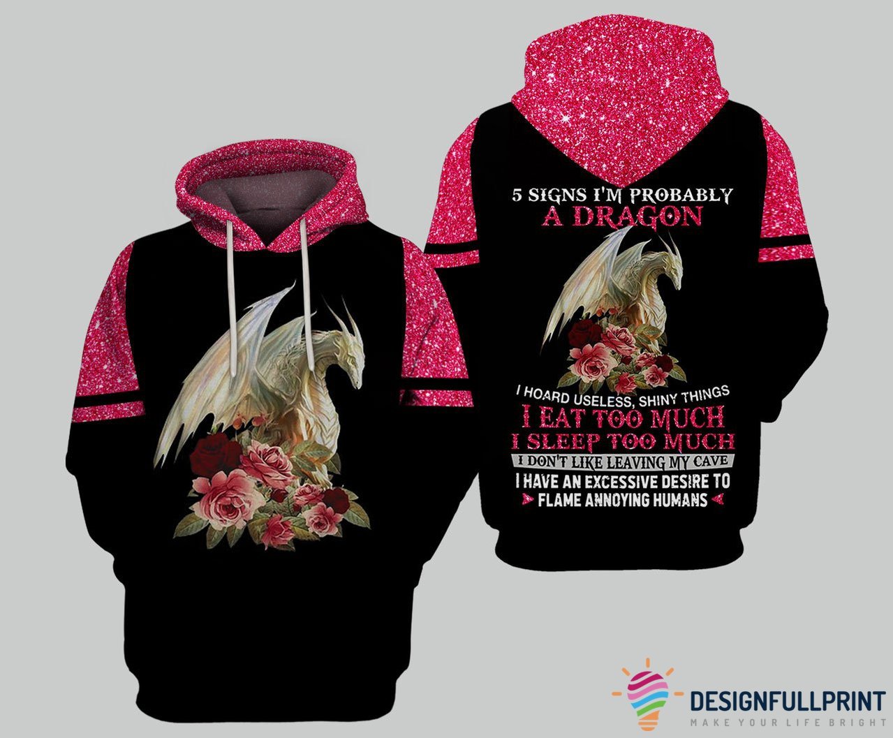 Gift For Dragon Lover Pink Five Sign …