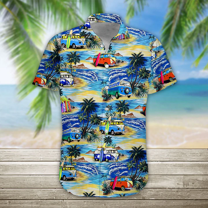 3D Campervan Hawaii Shirt, Mens Hawaiian Aloha Beach Shirt, Hawaiian Shirts for Men HO1088  - Foxyshop Fashion