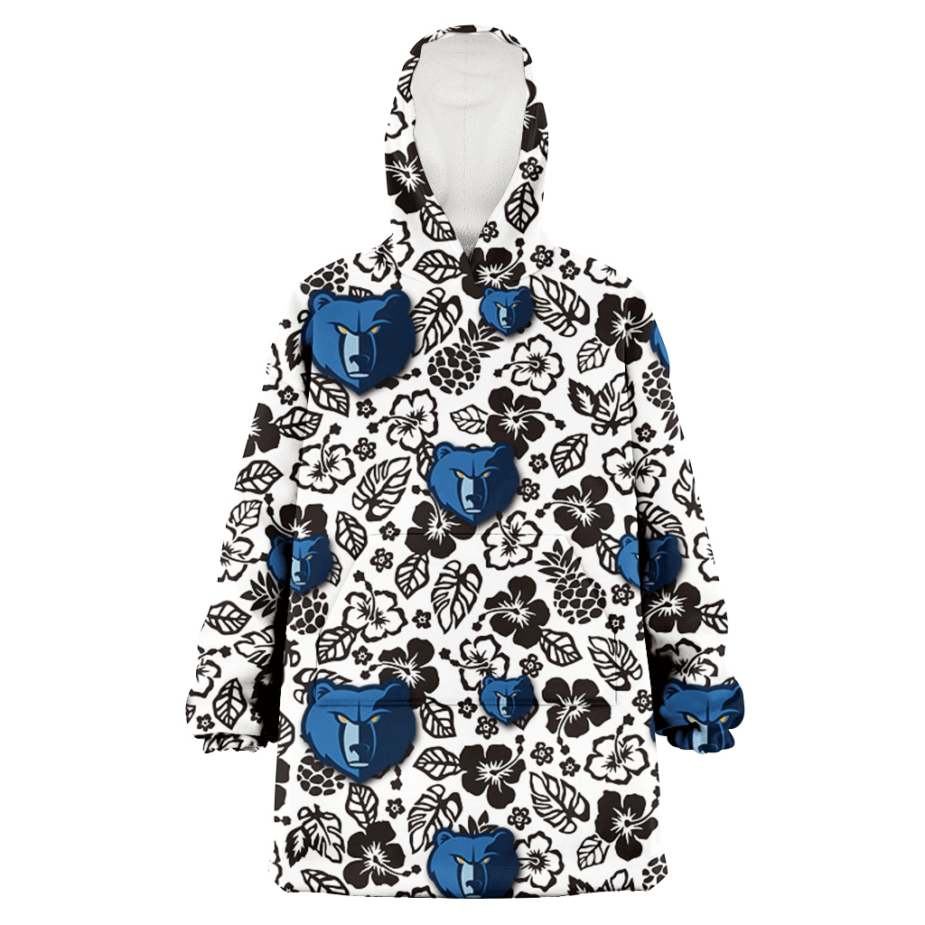 Memphis Grizzlies Black And White Hibiscus Leaf White Background 3D Printed Hoodie Blanket Snug Hoodie