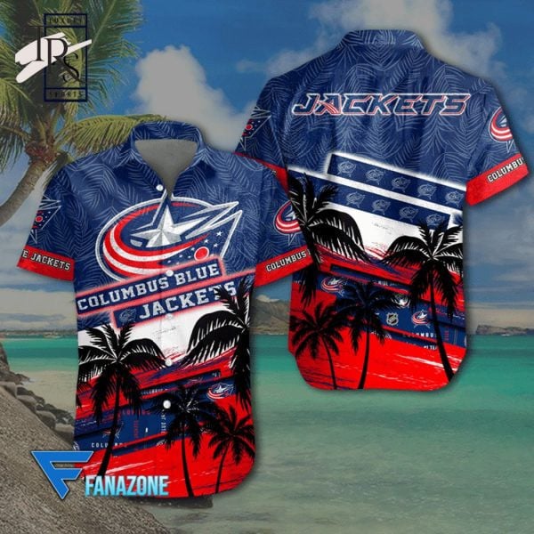 Nhl Columbus Blue Jackets Coconut Tree Beach Aloha 3D Hawaiian Shirt