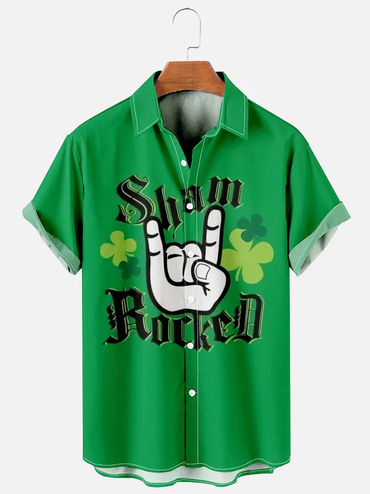 Men’S St. Patrick’S Day Sham Rocked Printed Hawaiian Shirt