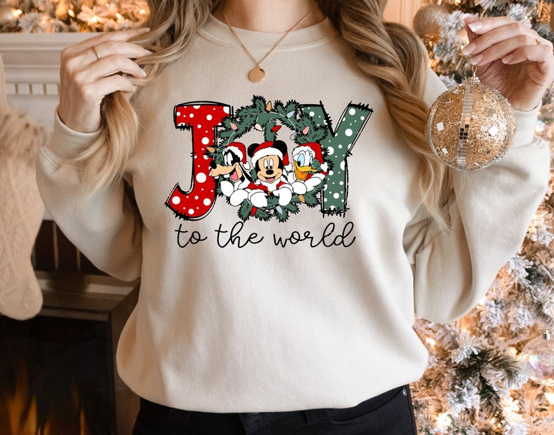 Disney Joy To The World Christmas Sweatshirt, Mickey Christmas Shirt, Minnie Christmas Shirt, Disneyland Christmas, Disney World Christmas
