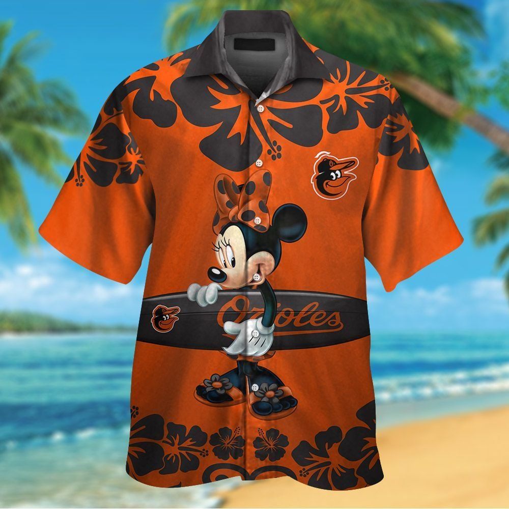 Baltimore Orioles Hawaiian Short Sleeve Tropical Shirt Button Up