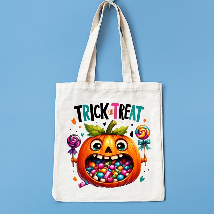 Halloween Tote Bag, Trick or Treat Bag, Kids Candy Bag, Halloween Gift, Best Tote Bags Ideas, Cute Tote Bags Ideas, Tote Bag Design Ideas, Girls Tote Bag, Best Canvas Tote Bags Ideas