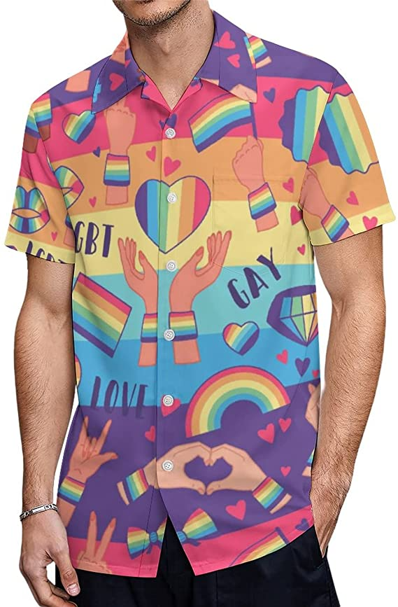 Gay Pride Hawaiian Shirt, Gay Hawaiian Shirt, Gift For Gay Man. Gift For Couple Gaymer