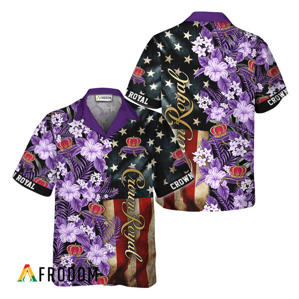 Crown Royal American Flag Tropical Flower Hawaiian Shirt