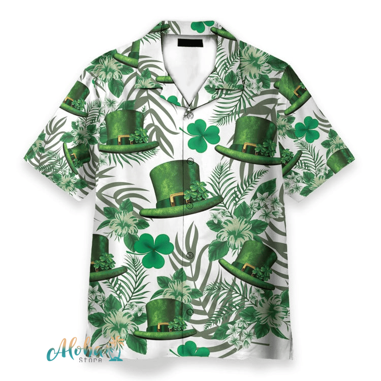 Ireland St. Patrick’S Day Hawaiian Shirt – Lucky Clover And Leprechaun Hat Design