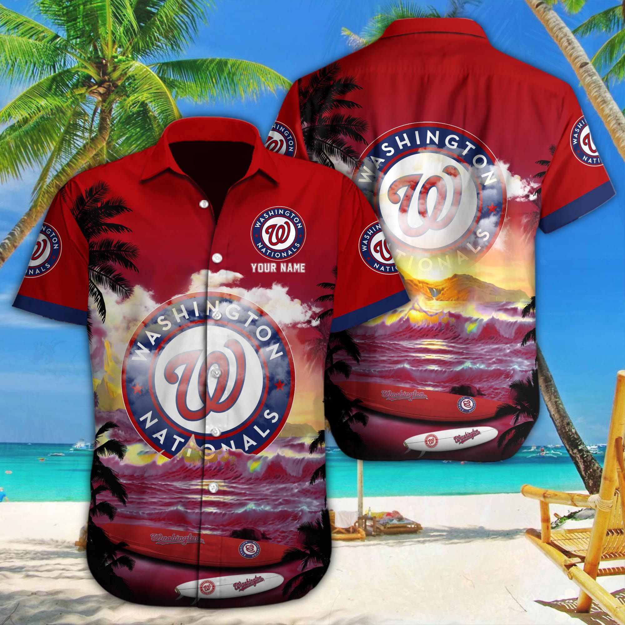 Washington Nationals Customizable Name Beach Shirt