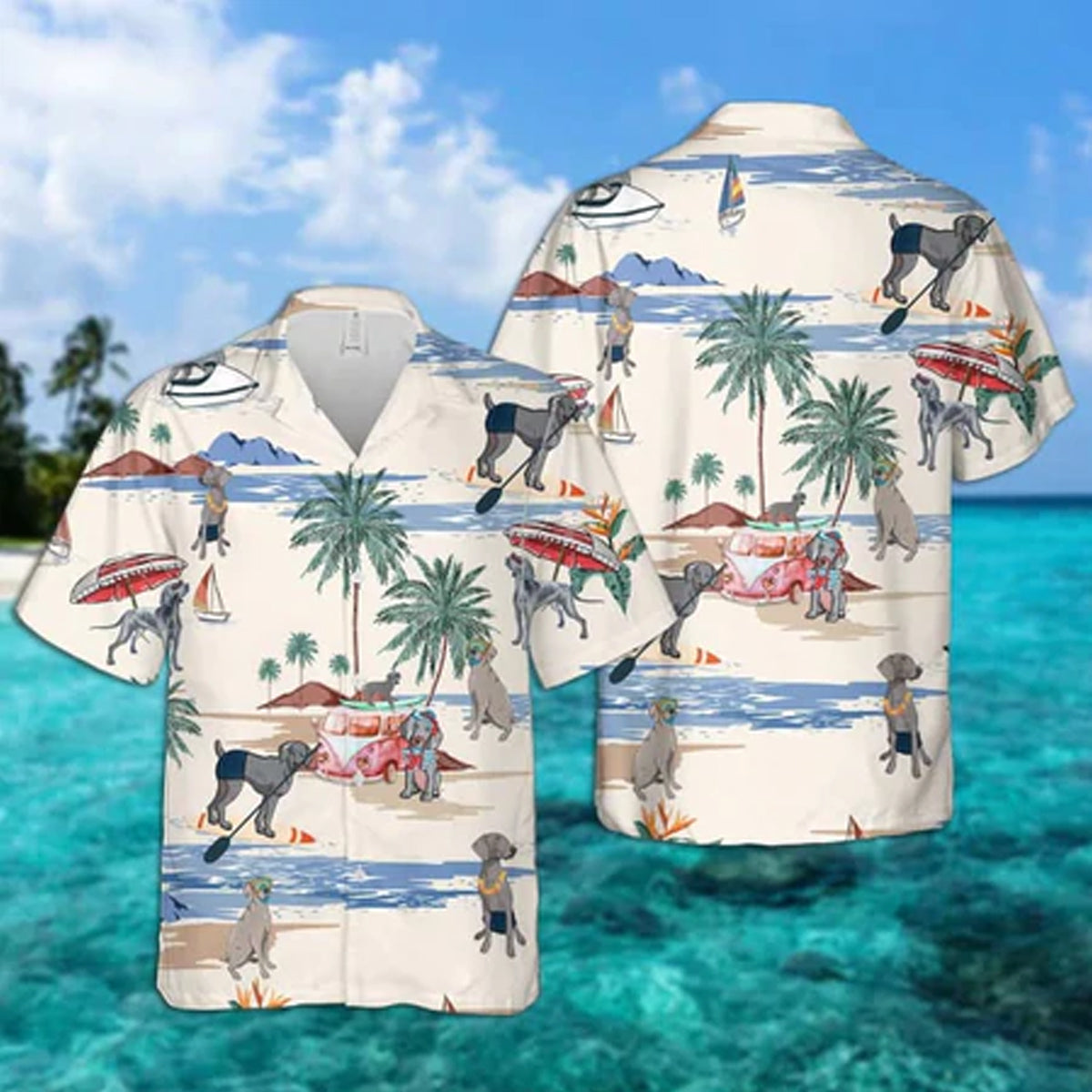 Weimaraner Summer Beach Hawaiian Shirt, Hawaiian Shirts For Men Short Sleeve Aloha Beach Shirt