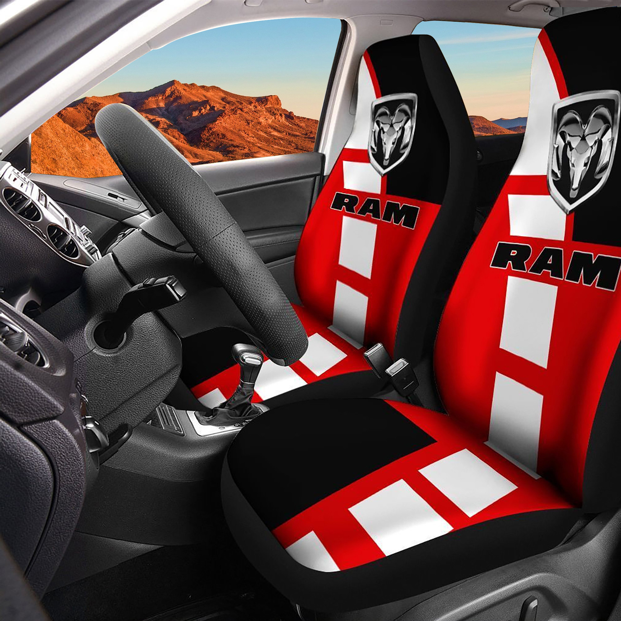 Dodge Ram Logo Car Seat Cover Set CSC4126