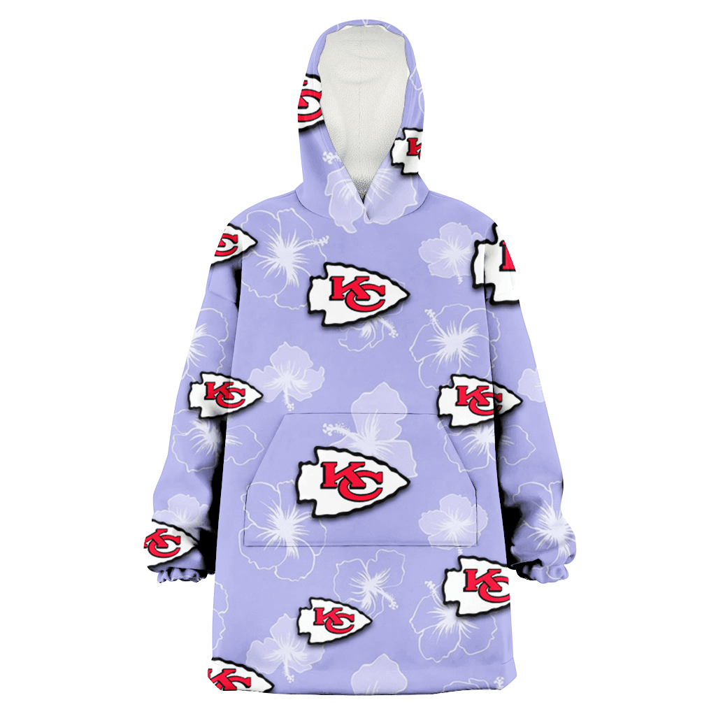 Kansas City Chiefs Sketch White Hibiscus Violet Background 3D Printed Hoodie Blanket Snug Hoodie