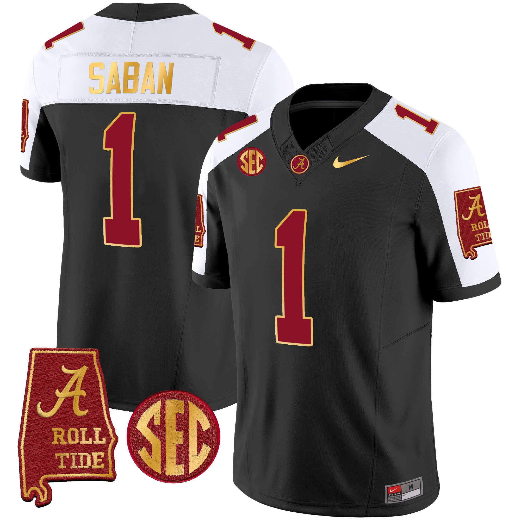 Youth’S Alabama Crimson Tide Gold Trim Vapor Jersey V3 – Alabama Map – All Stitched