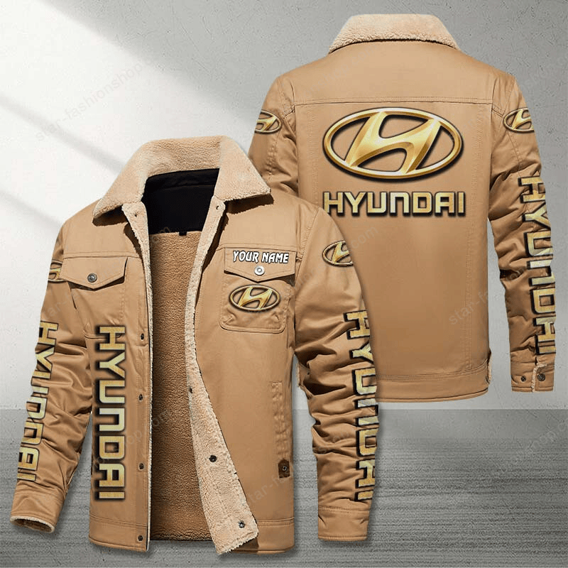 Hyundai Brown Custom Name Stand Collar Jacket