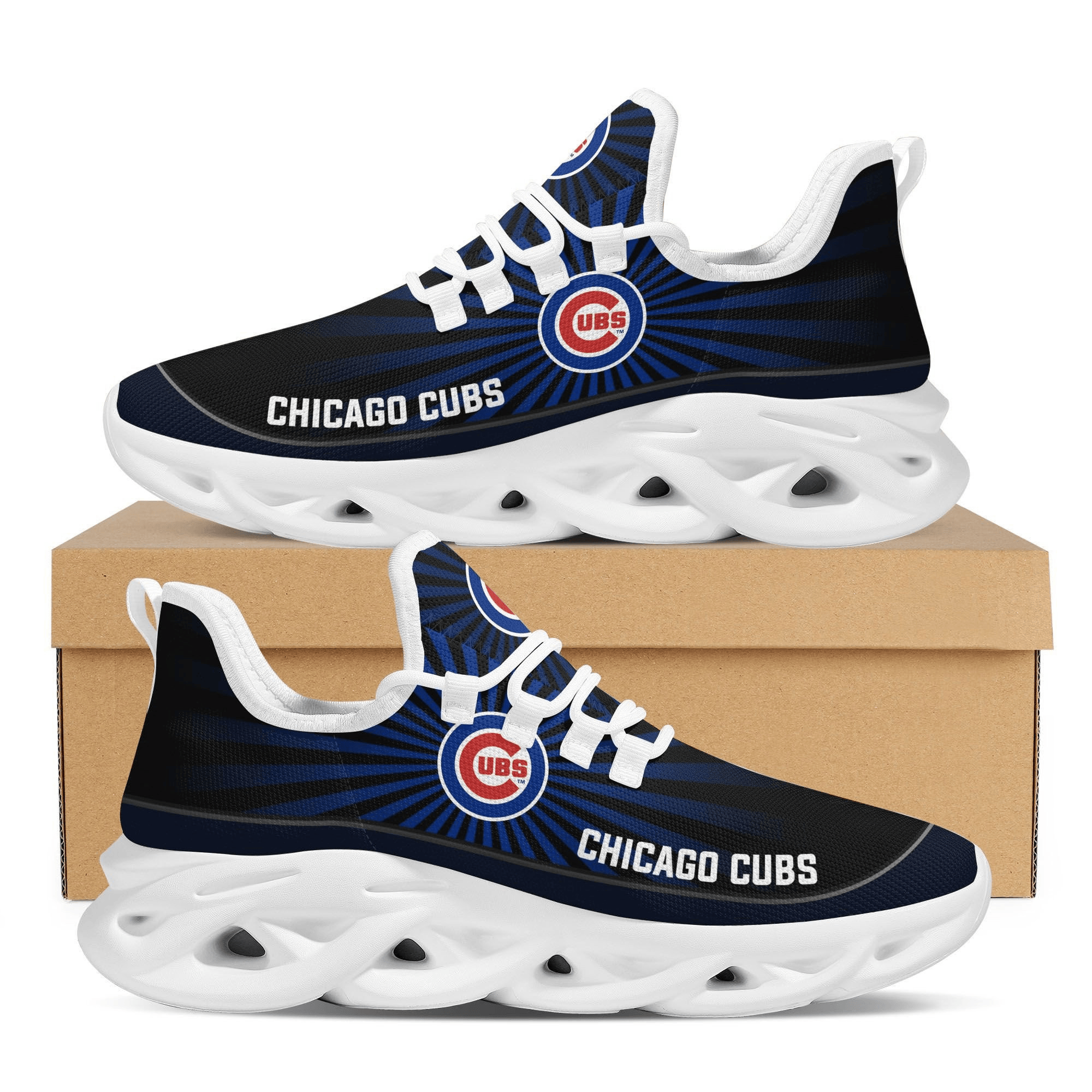 Chicago Cubs Light Flashes Design Trending Max Soul Clunky Sneaker Shoes For Mens Womens Major League Baseball Team Fans