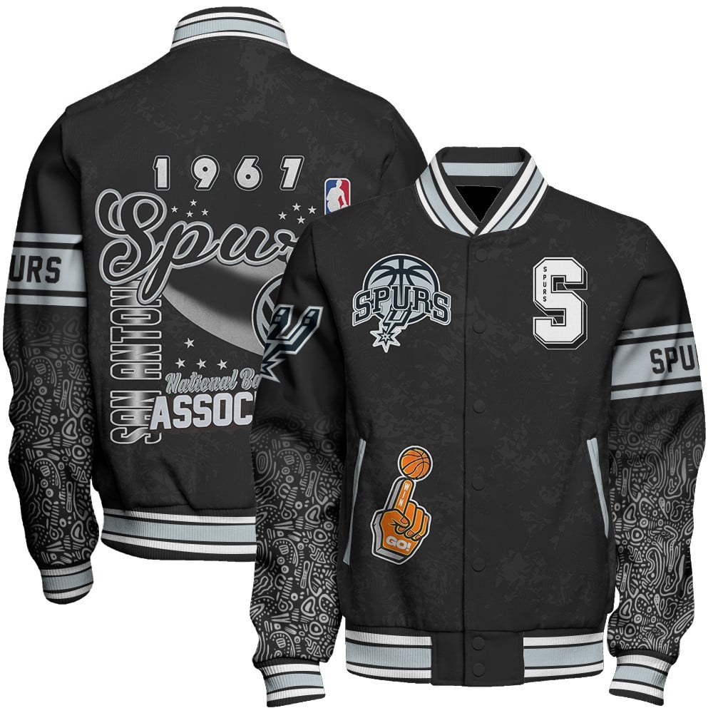 San Antonio Spurs Team Logo Sport Pattern Vintage Varsity Jacket