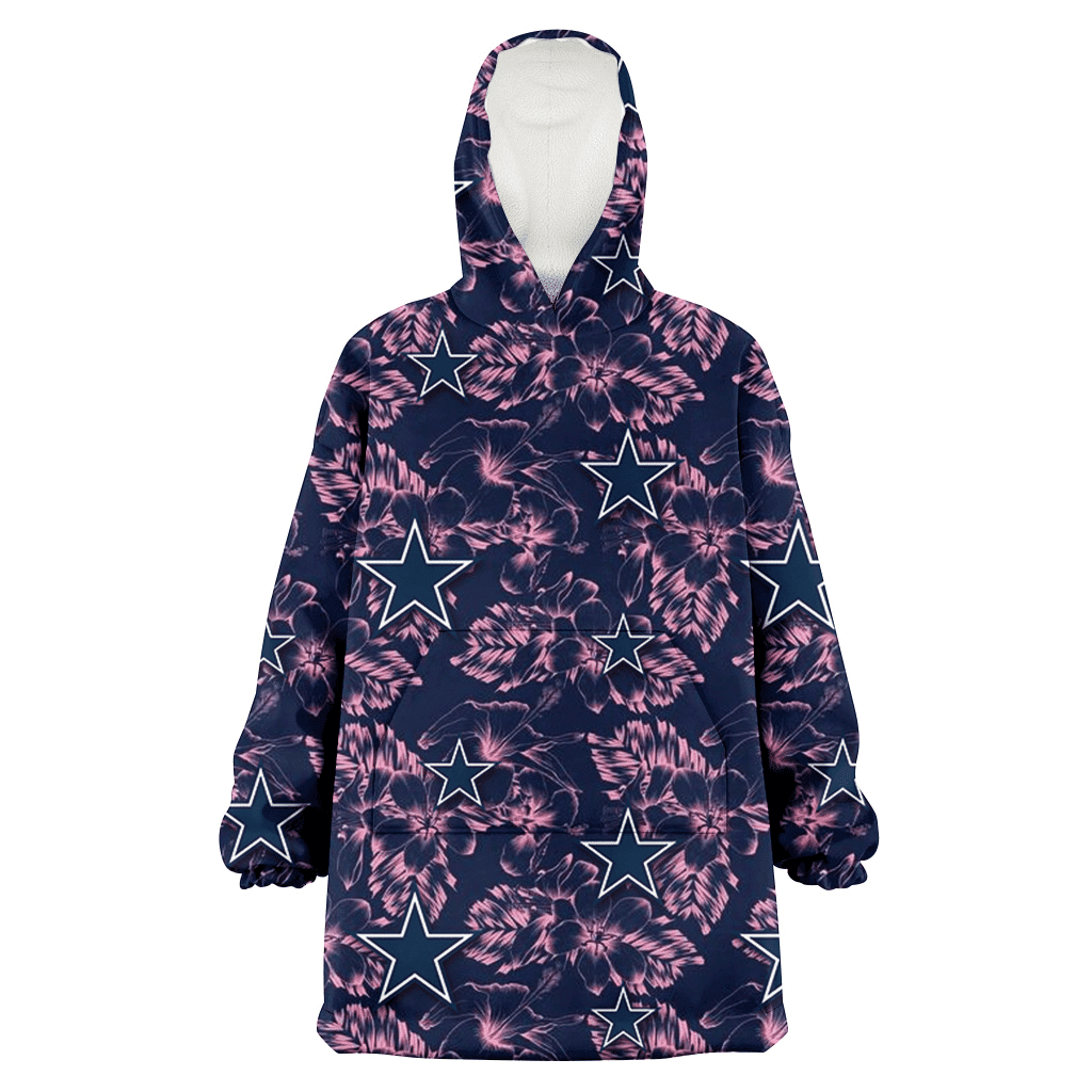 Dallas Cowboys Thistle Sketch Hibiscus Dark Slate Blue Background 3D Printed Hoodie Blanket Snug Hoodie
