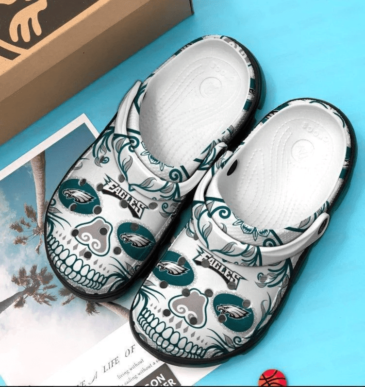 Philadelphia Eagles Skull Teams Crocss Clog Comfortable Shoes Ver313