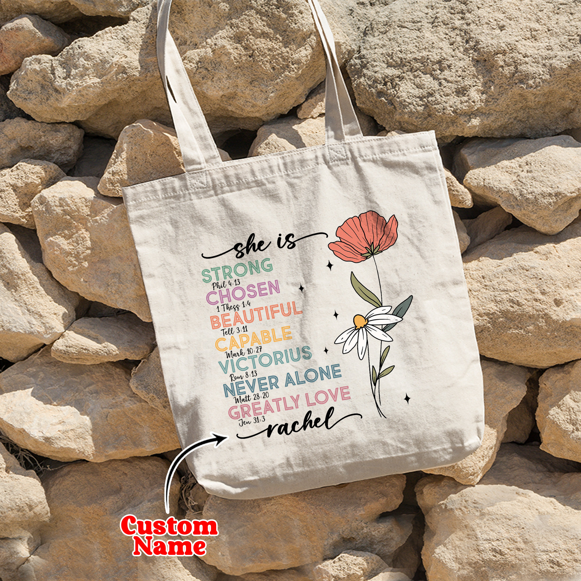 She is Tote Bag, Christian Mama Gift for Mom Tote Bag,Bible Verse Bag,Women of God Gift For Her,Jesus Tote Bag,Faith Tote Bag,Christian Gift