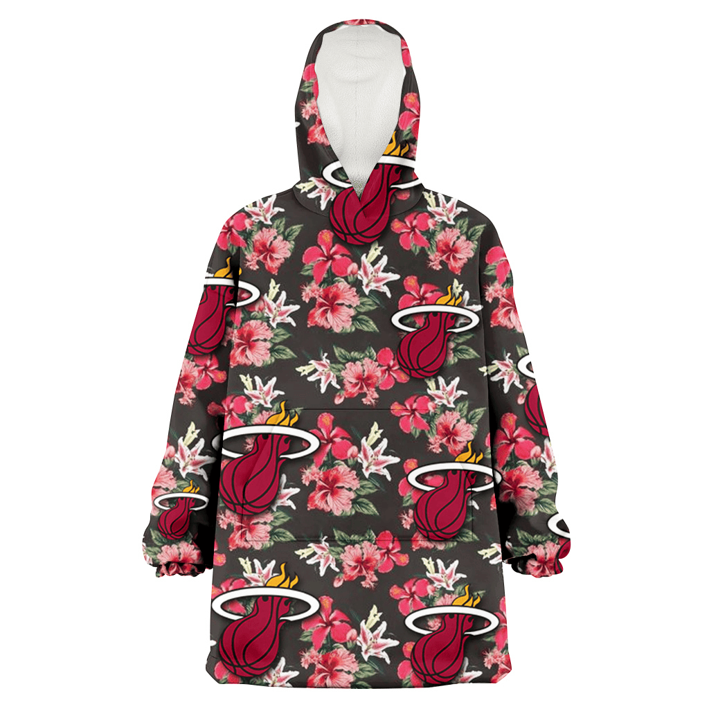 Miami Heat Pink Hibiscus Orchid Brown Background 3D Printed Hoodie Blanket Snug Hoodie