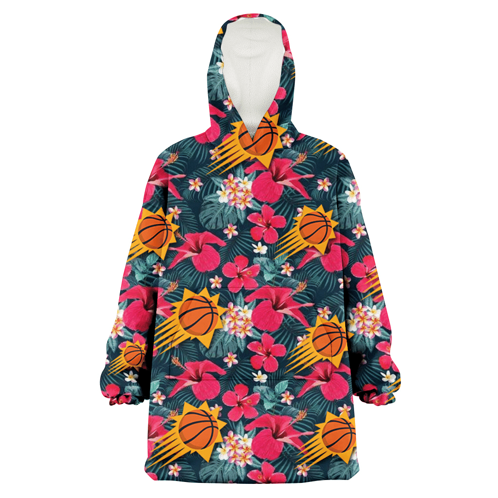 Phoenix Suns Tiny Red Hibiscus White Porcelain Flower Black Background 3D Printed Hoodie Blanket Snug Hoodie