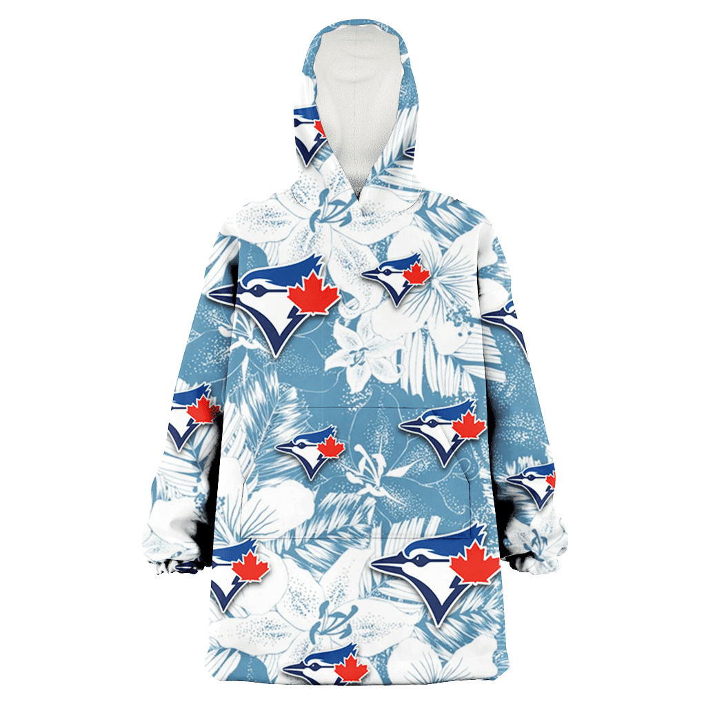 Toronto Blue Jays White Hibiscus Orchid Light Blue Background 3D Printed Hoodie Blanket Snug Hoodie