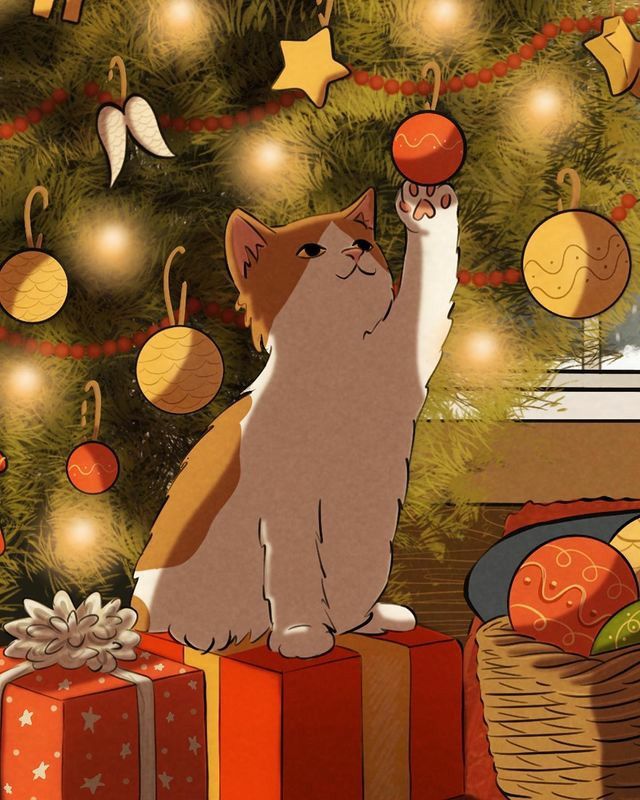 A Cat N221101, Christmas Cat Wallpap …