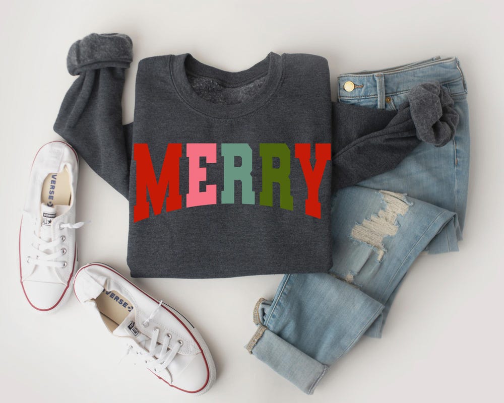 Merry And Bright Sweatshirt, Christmas Sweatshirt, Family Christmas Sweatshirt, Christmas Sweatshirts For Women, Merry Christmas Sweatshirt Trendytales Blueshirtfarm