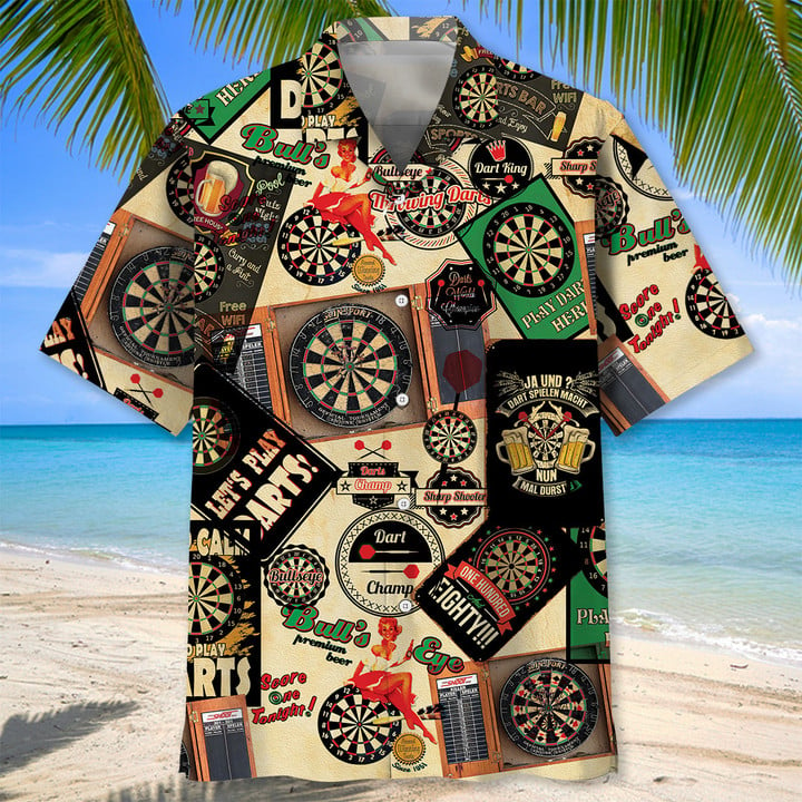 Darts Vintage Hawaiian Shirt, Darts Team Hawaiian Shit For Men, Gift For Darts Player